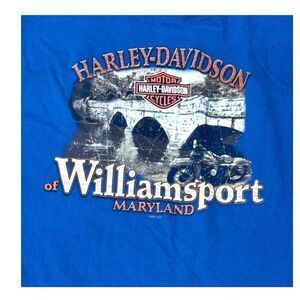 Harley-Davidson Blue Graphic T-Shirt 2XL Hanes Beefy-T Williamsport Maryland XXL
